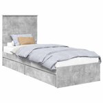 vidaXL Lit de Rangement Gris béton 75 x 190 cm Bois d'ingénierie