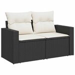vidaXL Salon de jardin 7 Pièces avec coussins noir résine tressée