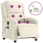 vidaXL Fauteuil inclinable de massage électrique crème velours