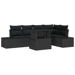 vidaXL Ensemble de canapé de jardin 6 Pièces Noir Poly rotin