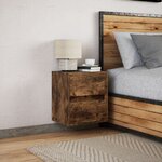 vidaXL Table de chevet murale avec lumières LED chêne fumé