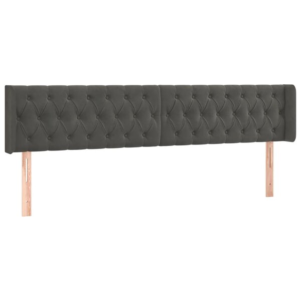 vidaXL Tête de lit avec oreilles Gris foncé 183x16x78/88 cm Velours