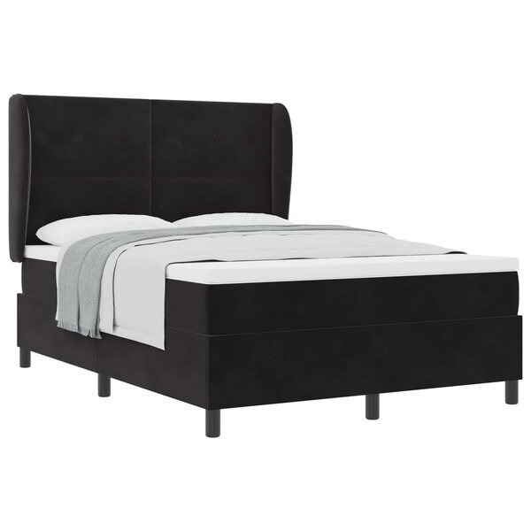 vidaXL Lit à ressorts avec matelas Noir 190 x 140 cm Velours