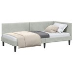 vidaXL Cadre de lit d'angle Gris clair 90 x 190 cm Velours