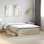 vidaXL Cadre de lit avec tiroirs sans matelas chêne sonoma 120x190 cm
