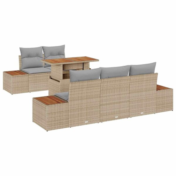 vidaXL Ensemble de canapé de jardin 6 Pièces Beige Poly rotin