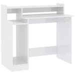 Bureau table poste de travail meuble d'ordinateur informatique étude lumières LED brillant 97 x 45 x 90cm bois d'ingénierie blanc 02_0023867