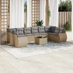 vidaXL Salon de jardin 11 Pièces avec coussins beige résine tressée