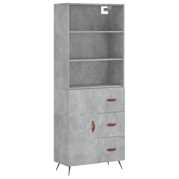 vidaXL Buffet haut Gris béton 69 5x34x180 cm Bois d'ingénierie