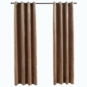 vidaXL Rideaux occultants avec anneaux 2 Pièces Velours Beige 140x175 cm