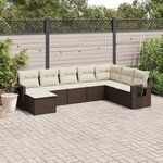 vidaXL Salon de jardin 8 Pièces avec coussins marron résine tressée