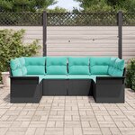 vidaXL Ensemble de canapé de jardin 6 Pièces Noir Poly rotin
