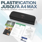 ACROPAQ Plastifieuse A4  A5  A6 etc  Avec 200 pochettes de plastification  Arrondisseur de coins et Coupe-papier- 400 mm/min