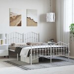 vidaXL Cadre de lit métal sans matelas et pied de lit blanc 135x190 cm