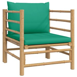 vidaXL Canapé de jardin avec coussins vert bambou