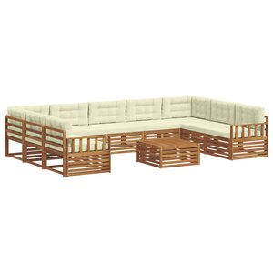 vidaXL Ensemble de canapés d'extérieur 10 pc Naturel et Crème