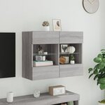 vidaXL Meuble TV mural avec lumières LED sonoma gris 78 5x30x60 5 cm