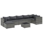 vidaXL Salon de jardin 8 Pièces avec coussins Gris Résine tressée