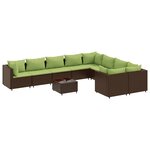 vidaXL Salon de jardin 10 Pièces avec coussins marron résine tressée