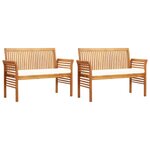 vidaXL Ensemble à manger d'extérieur 5 Pièces et coussins Acacia solide