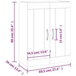 vidaXL Armoire murale chêne fumé 69 5x34x90 cm bois d'ingénierie