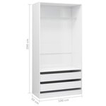 vidaXL Garde-robe Blanc brillant 100x50x200 cm Bois d'ingénierie