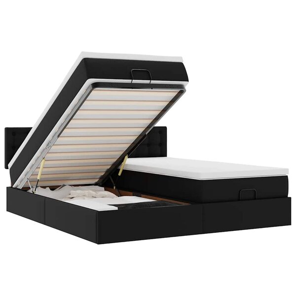 vidaXL Lit ottoman avec matelas & LED Noir 160x200cm similicuir