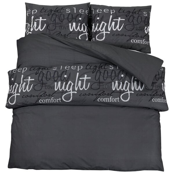 vidaXL Ensemble de housse de couette Noir 225x220 cm Coton