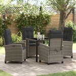 vidaXL Ensemble de jardin de 5 pièces avec coussins Gris Poly Rattan
