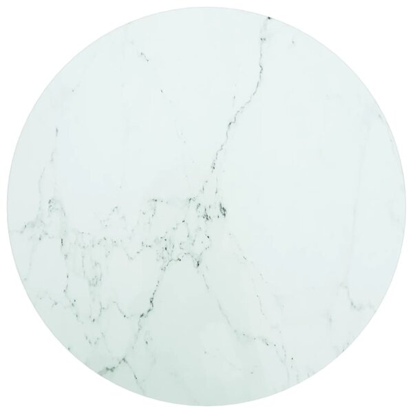 vidaXL Dessus de table blanc Ø50x0 8cm verre trempé avec design marbre