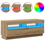 vidaXL Meuble TV avec lumières LED chêne artisanal bois d'ingénierie