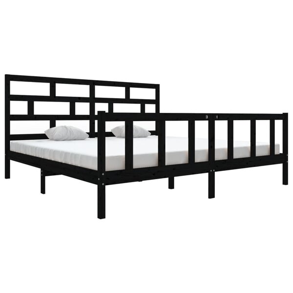 vidaXL Cadre de lit sans matelas noir bois massif 200x200 cm