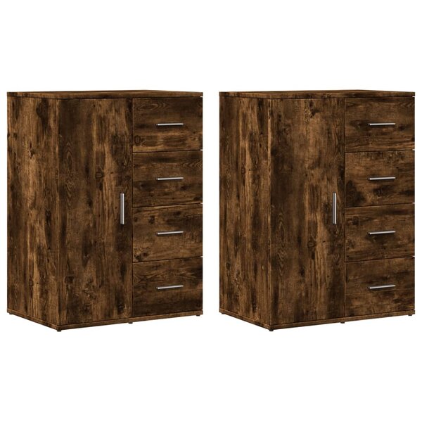 vidaXL Buffets 2 Pièces chêne fumé 59x39x80 cm bois d'ingénierie