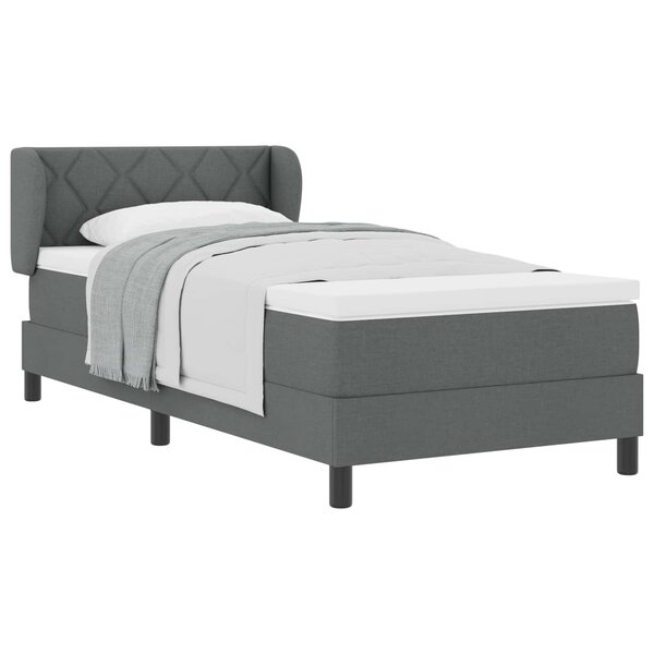 vidaXL Lit à ressorts avec matelas Gris foncé 100 x 200 cm tissu