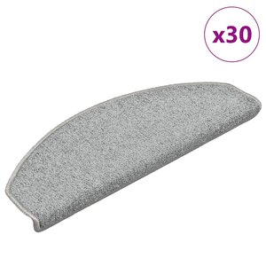 vidaXL Tapis d'escalier 30 pièces 65 x 24 x 4 cm Gris clair Demi-rond Grand