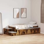 vidaXL Cadre de lit avec rangement Chêne fumé 90 cm Bois d'ingénierie