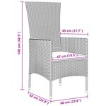 Ensemble de repas 5 pièces avec coussins en rattan poly beige