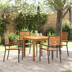 vidaXL Ensemble de salle à manger pour jardin 5 Pièces Noir Poly rotin