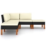 vidaXL Salon de jardin 5 Pièces avec coussins Résine tressée Noir
