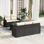 Set de 6 canapés de jardin vidaXL avec coussins en poly rattan noir
