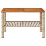 vidaXL Table de jardin beige 70x38x42 cm résine tressée et bois acacia