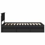 vidaXL Cadre de lit Noir 75 x 190 cm Bois d'ingénierie