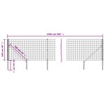 vidaXL Clôture en treillis métallique et ancrage anthracite 1x25 m