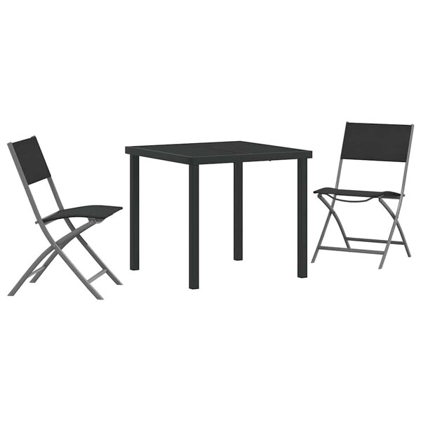 vidaXL Ensemble de salle à manger pour jardin 3 Pièces Noir