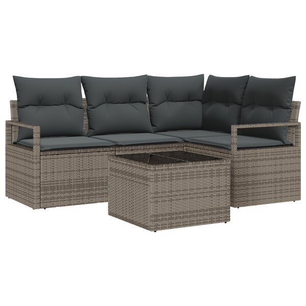 vidaXL Ensemble de 4 canapés de jardin avec coussins en poly rattan noir
