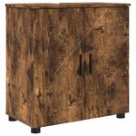 vidaXL Cabinet de salle de bain avec porte Chêne fumé 61 x 35 x 64 cm