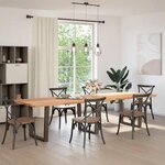 vidaXL Table à manger avec bord naturel 320x100x74cm bois massif chêne