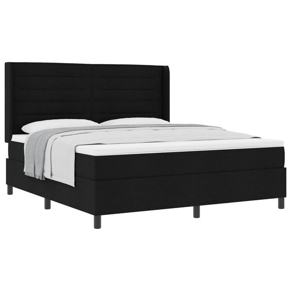vidaXL Lit à ressorts avec matelas Noir 200 x 180 cm tissu