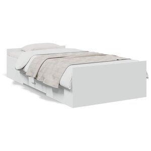 vidaXL Cadre de lit avec tiroirs sans matelas blanc 100x200 cm