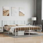 vidaXL Cadre de lit métal sans matelas et pied de lit blanc 180x200 cm